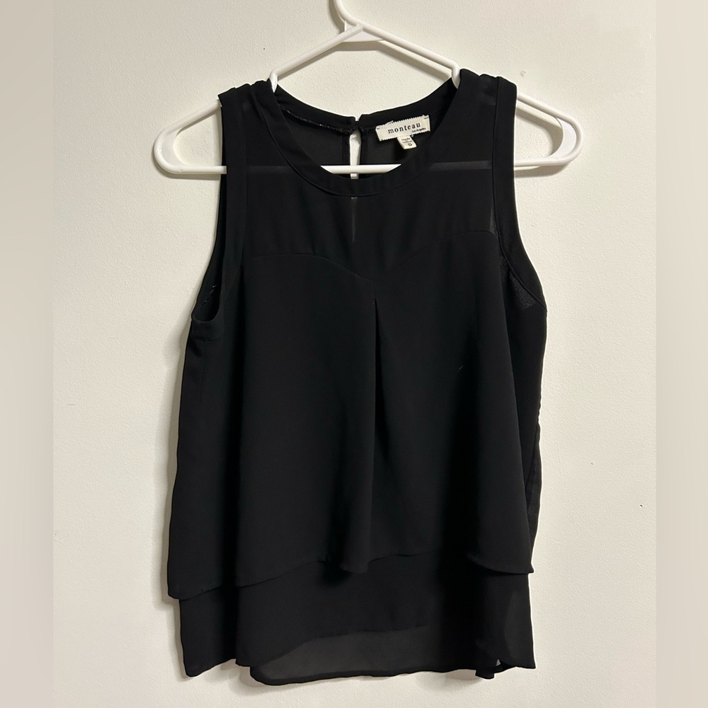 Monteau Black Blouse Tank Top
